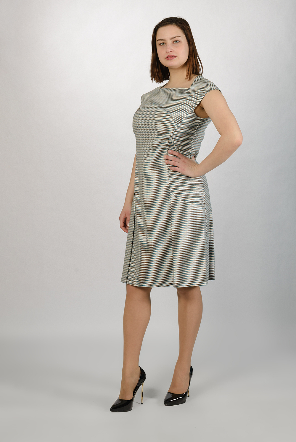 Повседневное платье 1568АП, Коричн-голуб #297КГ051568АП