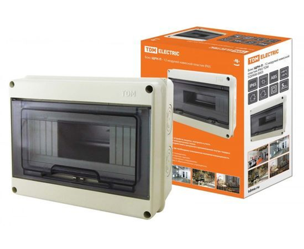 Бокс ЩРН-П TDM 12 модулей, навесной, пластик, IP65