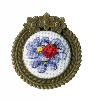 Брошь"Божья коровка"-СШ-017 вышивка