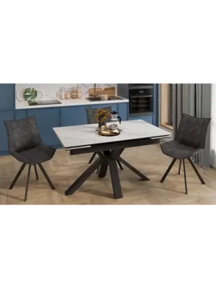 Стол кухонный Черный муар мрамор 140(200)х85х76 см