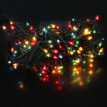 Электрогирлянда м/лампы цвет, 180 ламп, 8,2м, 8 р.миг., зелен.провод, кор