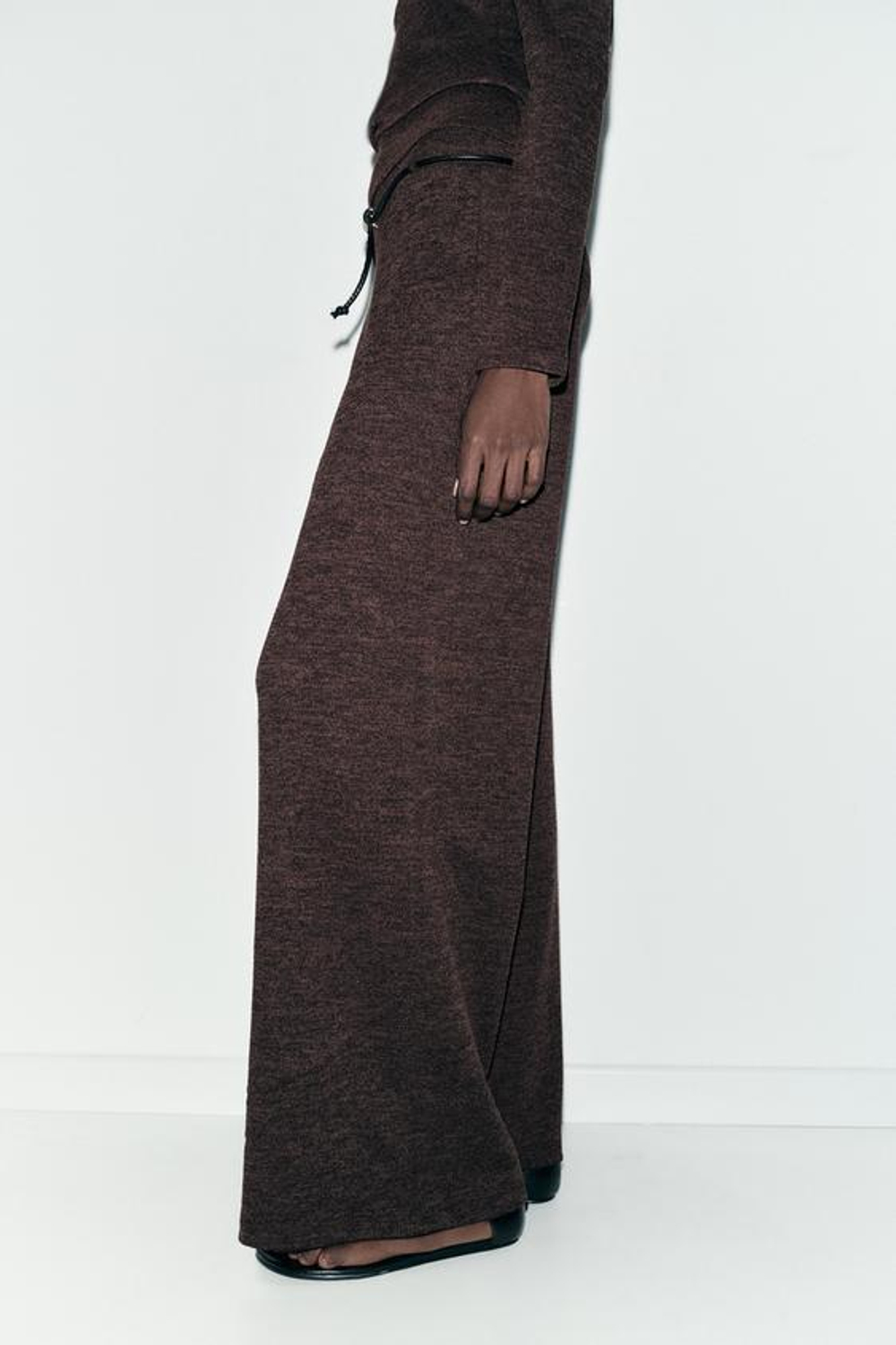 ZARA БРЮКИ-ПИКЕ С ПОЯСОМ, ТЕМНО-КОРИЧНЕВЫЙ