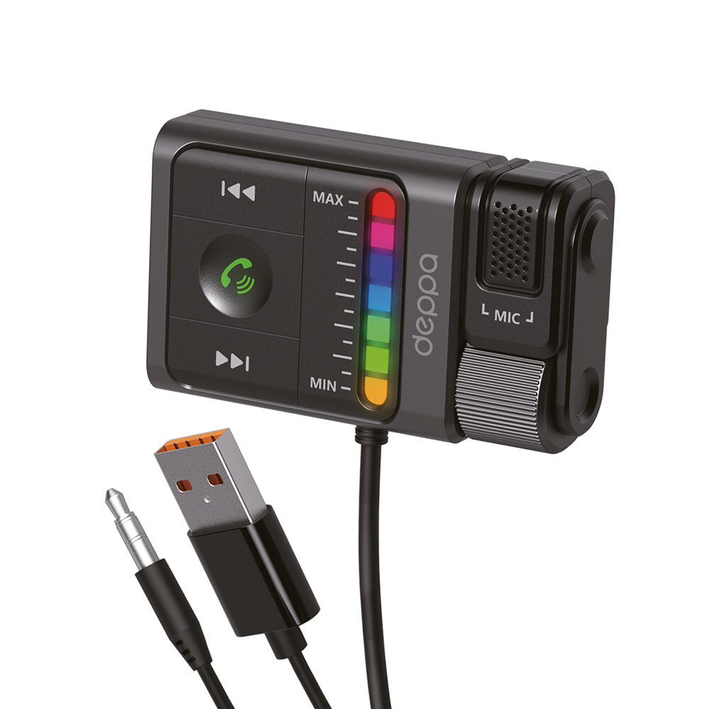 Bluetooth ресивер Car Kit, BT 5.3, ENC, Bass boost, USB/AUX, черный