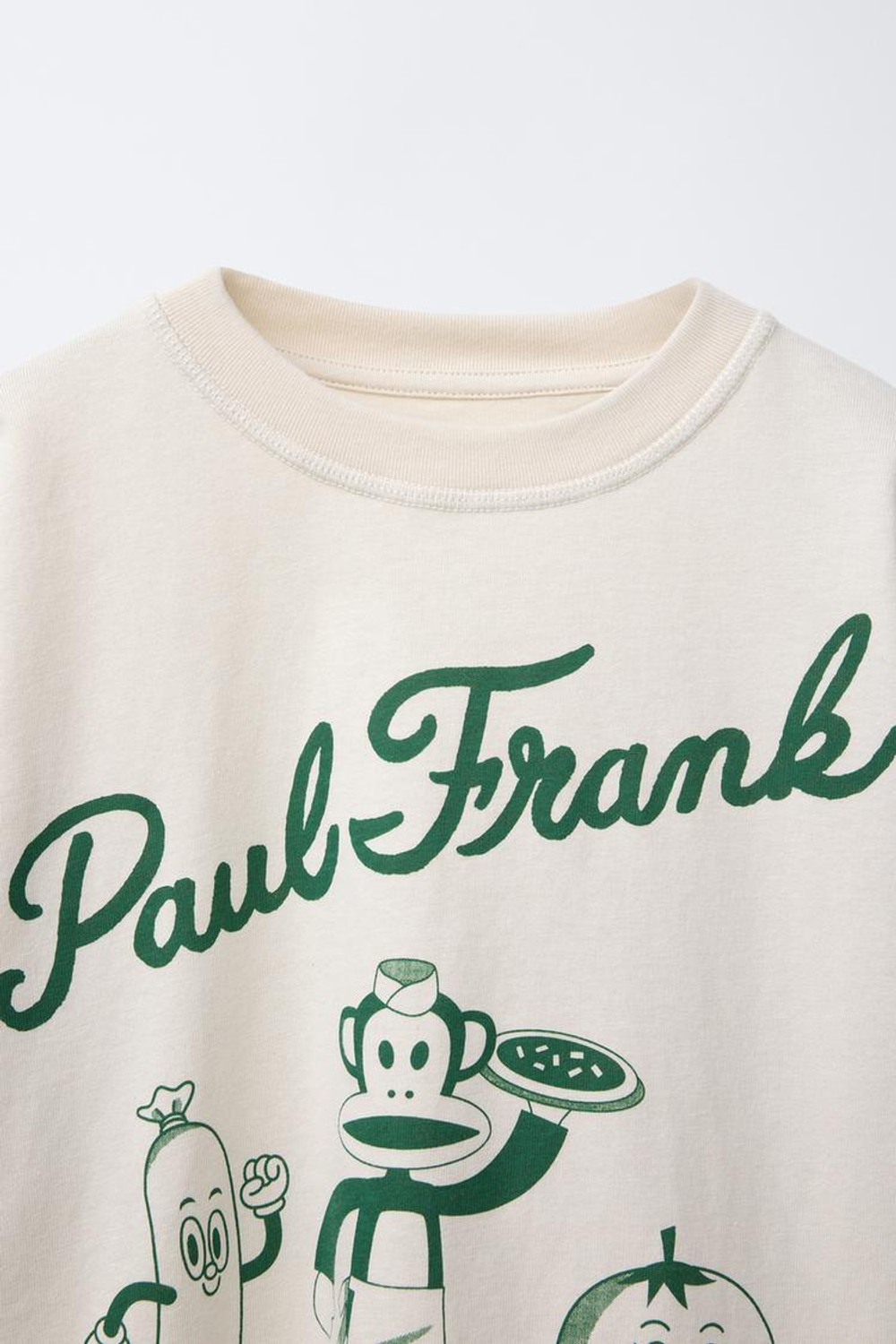 ZARA ФУТБОЛКА С ПРИНТОМ PAUL FRANK ®, СВЕТЛО-ЗЕЛЕНЫЙ