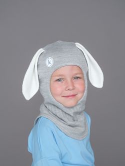 Шлем весенний/осенний вязаный (Жемчужно-серый) БАННИ