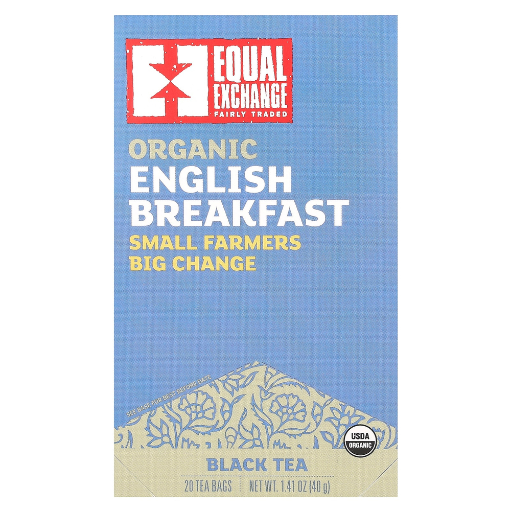 Equal Exchange, Organic English Breakfast, черный чай, 20 чайных пакетиков, 40 г (1,41 унции)