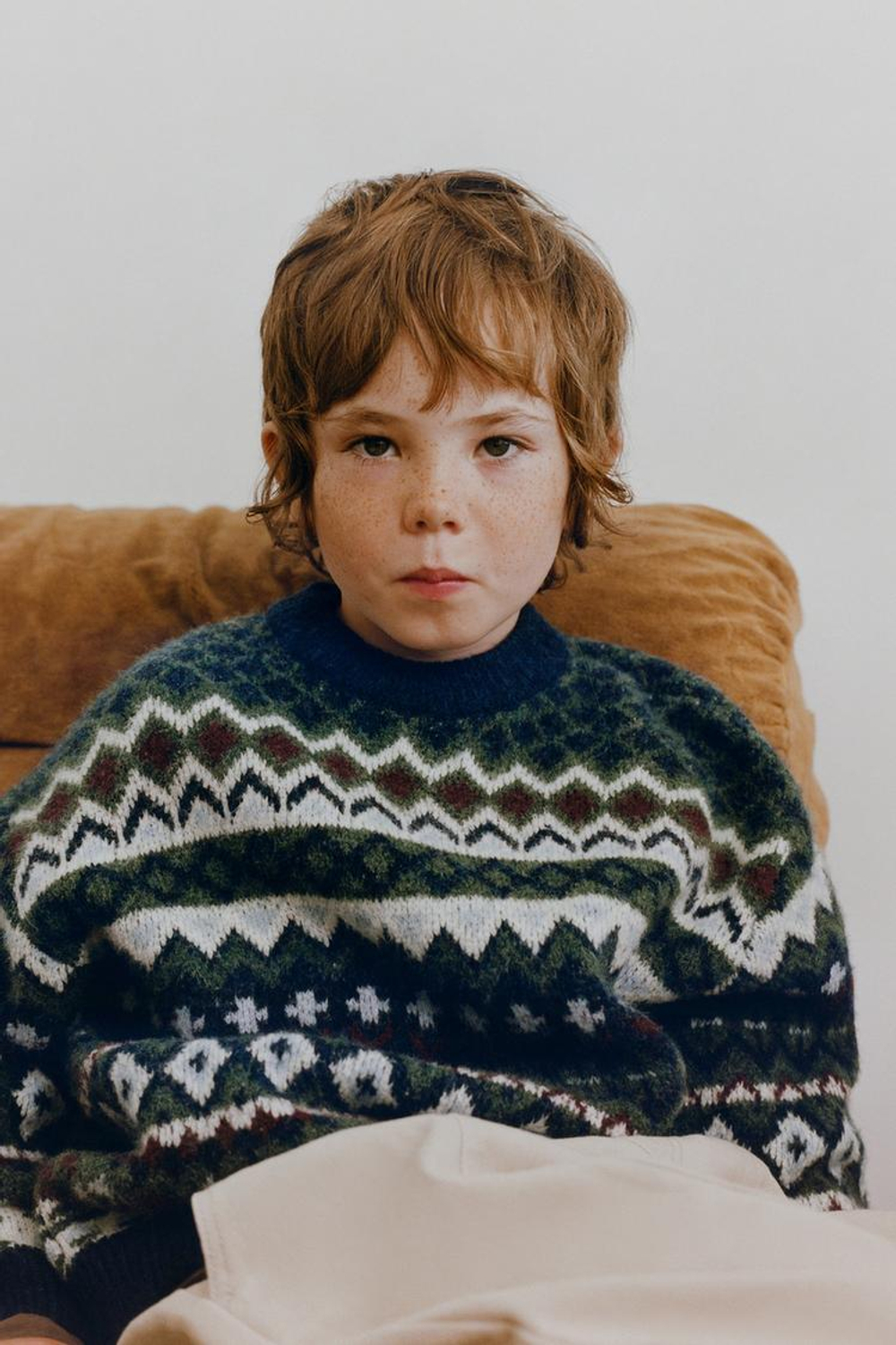 ZARA ЖАККАРДОВЫЙ СВИТЕР, СИНИЙ МЕЛАНЖ