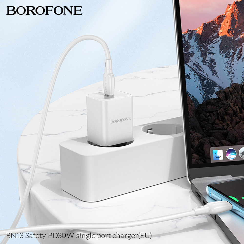 Сетевой адаптер питания BOROFONE BN13 PD 30W (белый)