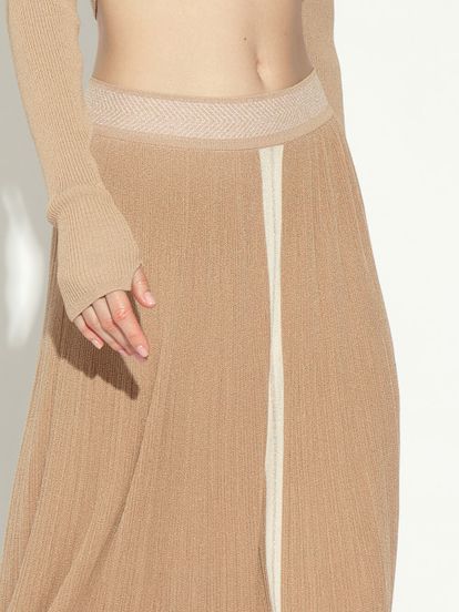 Женская юбка светло-бежевого цвета из шелка и вискозы - фото 5