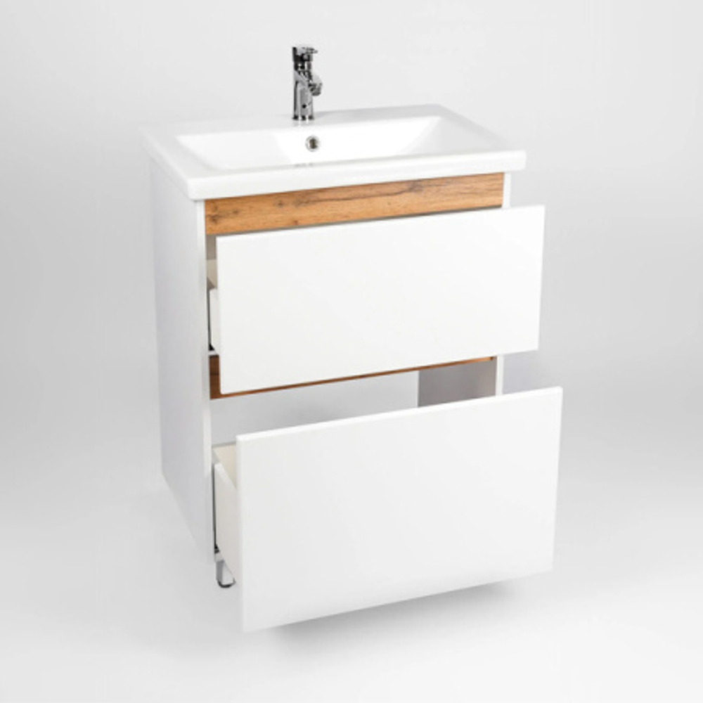 Тумба "Мальта" COMO 60 с раковиной 2 ящика