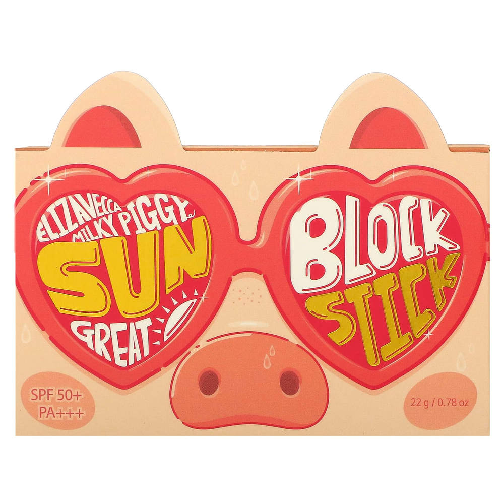 Elizavecca, Milky Piggy, Sun Great Block Stick, солнцезащитный стик, SPF 50+ PA +++, 22 г (0,78 унции)