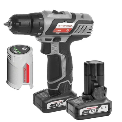 Аккумуляторная дрель-шуруповерт Интерскол Комплект Дрель-шуруповерт ДА-18ЭР ПРОМО ( 18В, 35 Нм, 2 АКБ 2,0 Ач, картон + USB адаптер зарядного устройства для АКБ 18В )