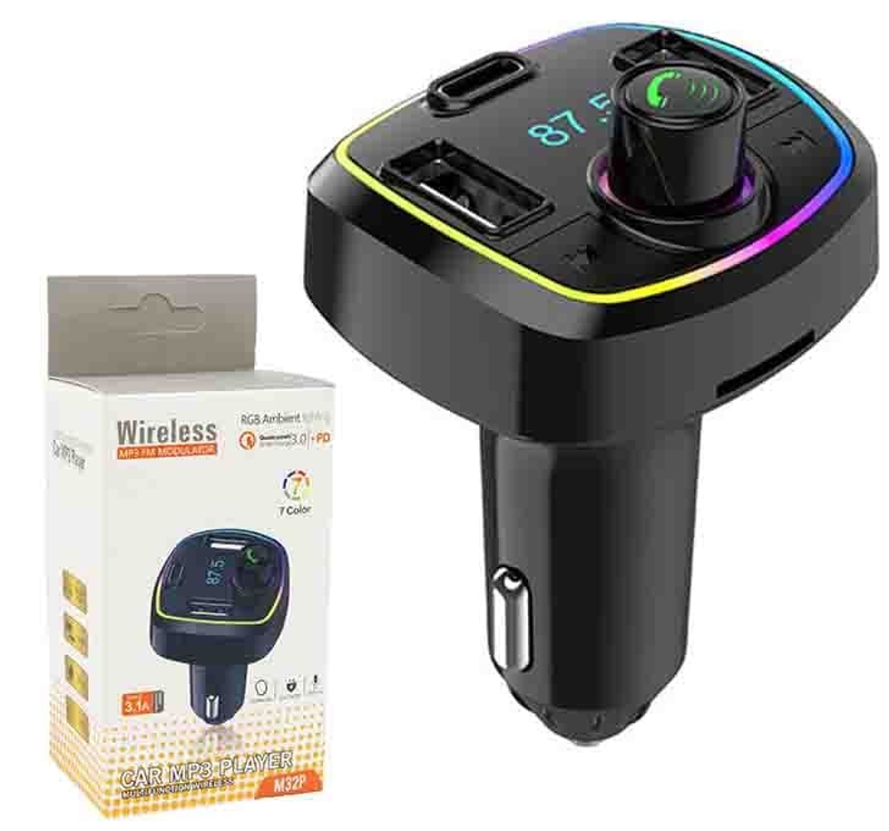 Автомобильный FM-трансмиттер M32P Bluetooth (черный)
