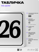 Адресная табличка с номером дома 126, на фасад и забор, белая, Айдентика Технолоджи