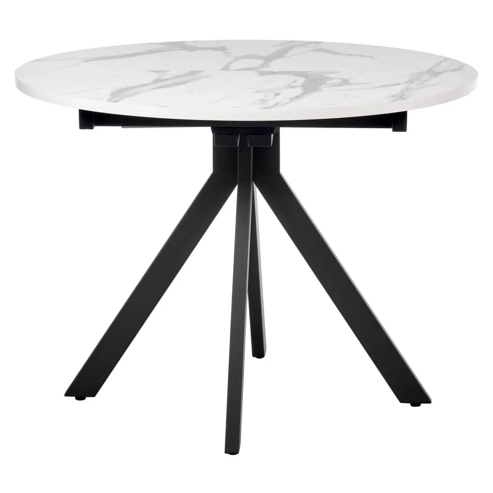 Стол Bradex Home Rudolf круглый раскладной 100-130x100x75см, белый мрамор, чёрный