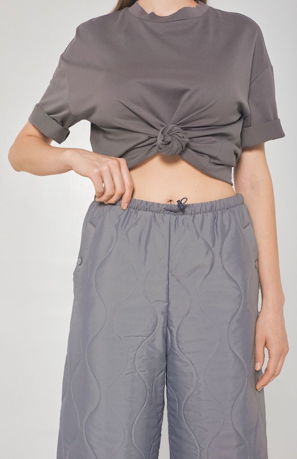 Брюки стёганые AT019 серые - фото 4