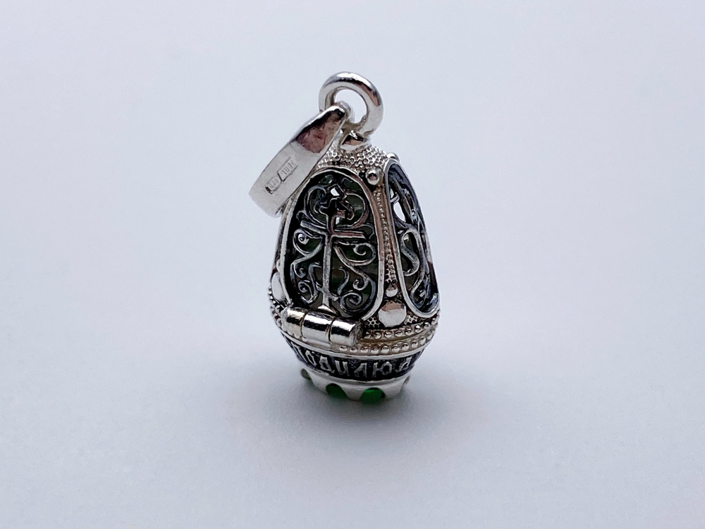 Ладанка из серебра/Белая/Фианит