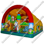 Коммерческий надувной батут "Зверята с крышей" 14*7*6 м