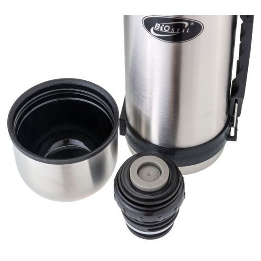 Термос Biostal (1 литр) с ручкой, стальной