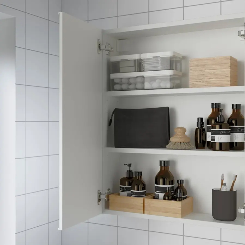 Настенный шкаф для ванной комнаты - ENHET IKEA/ ЭНХЕТ ИКЕА, 60х75х17 см, белый