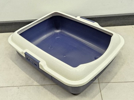 Лоток для кошачьего туалета с ободом "Чистый котик" 50х40х16 синий CAT-L02