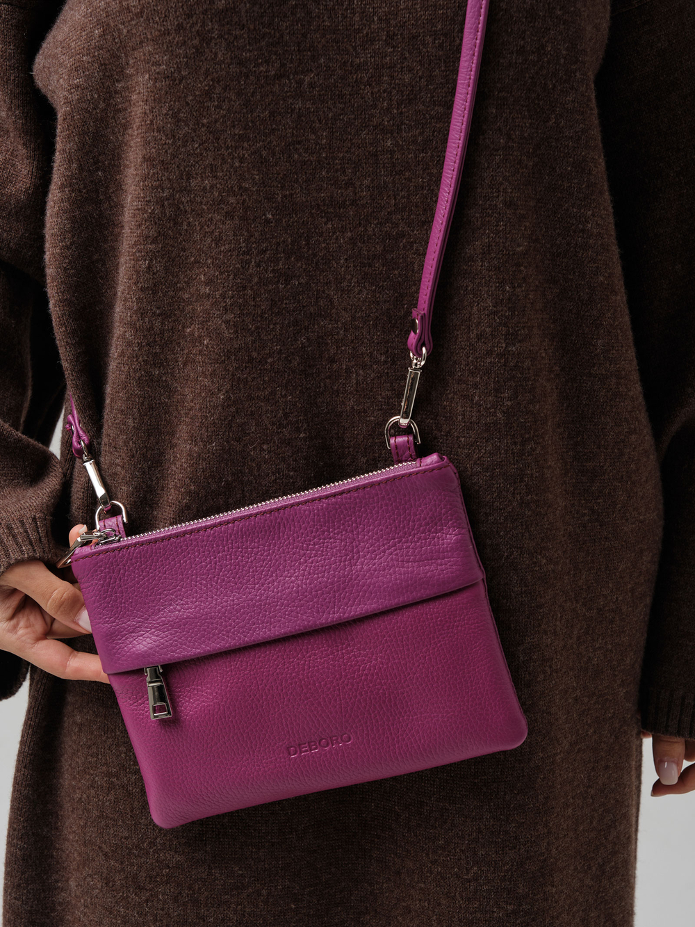 Кожаная сумка Deboro 3017 фиолетовый флокс