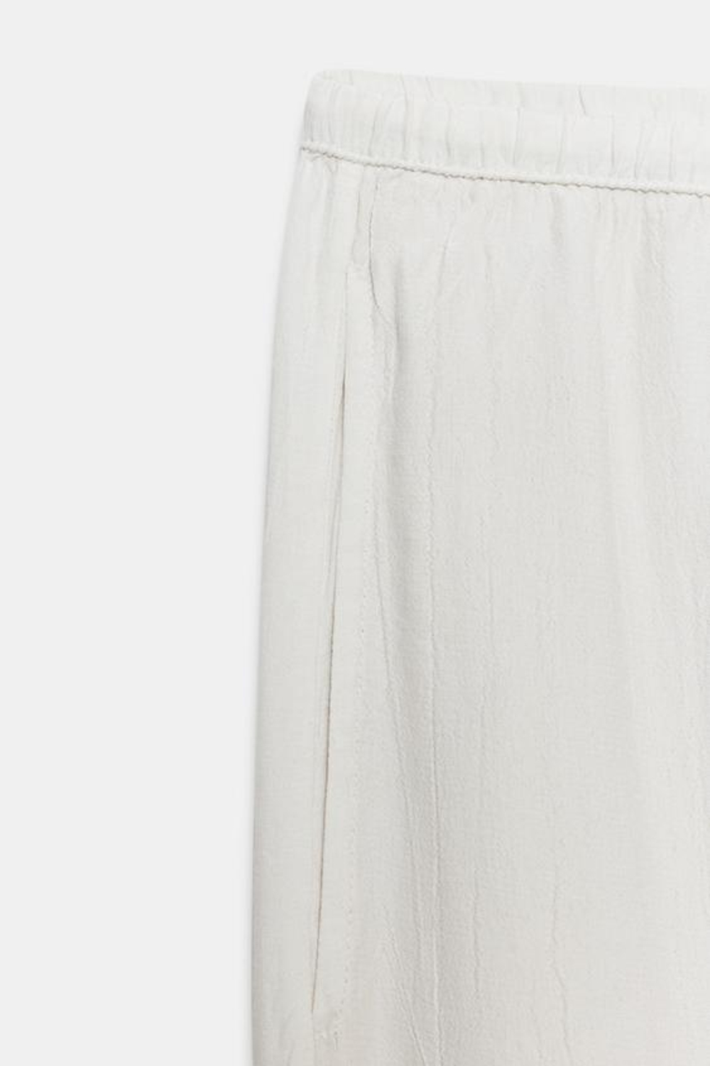 ZARA БРЮКИ В ПИЖАМНОМ СТИЛЕ С КРУЖЕВОМ — ZW COLLECTION, ЖЕЛТОВАТО-БЕЛЫЙ