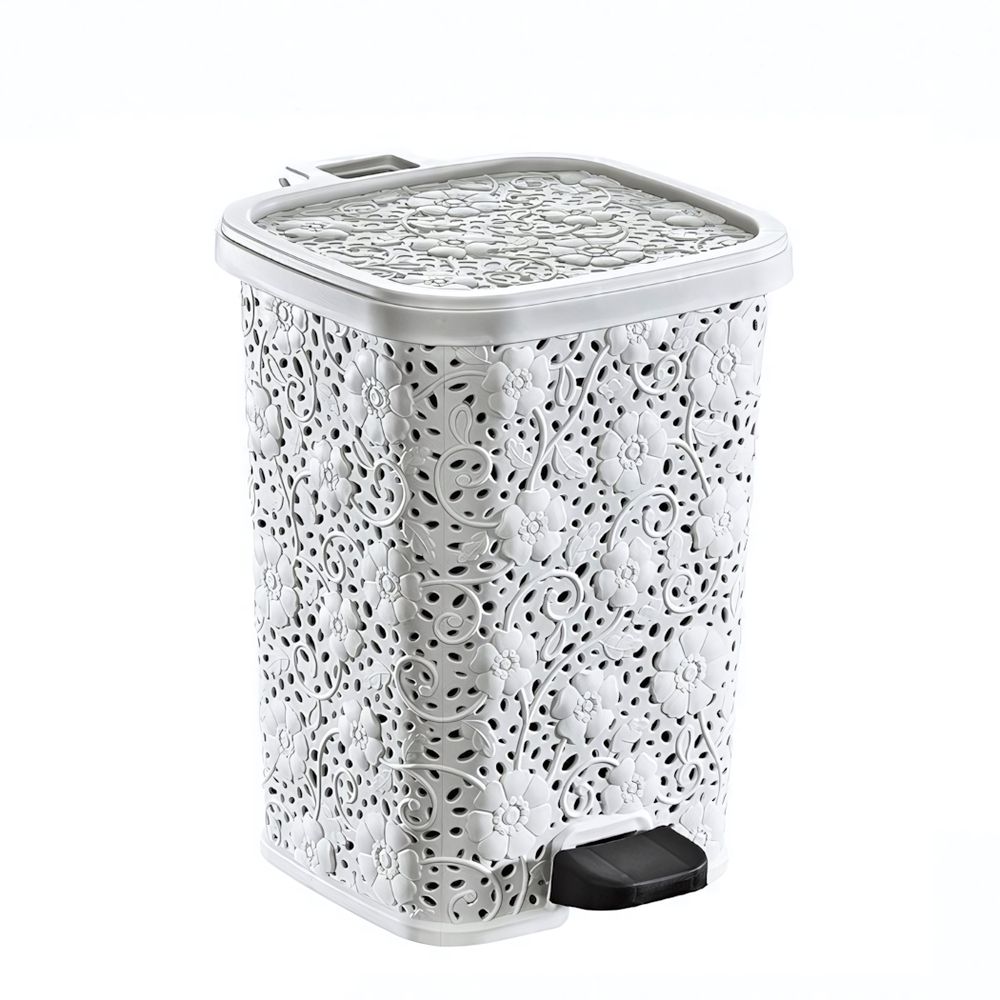 Мусорное ведро с педалью 6 лт АЖУРНОЕ белый