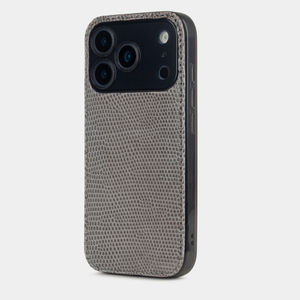 Чехол-накладка для iPhone 17 Pro Max из кожи ящерицы, серого цвета