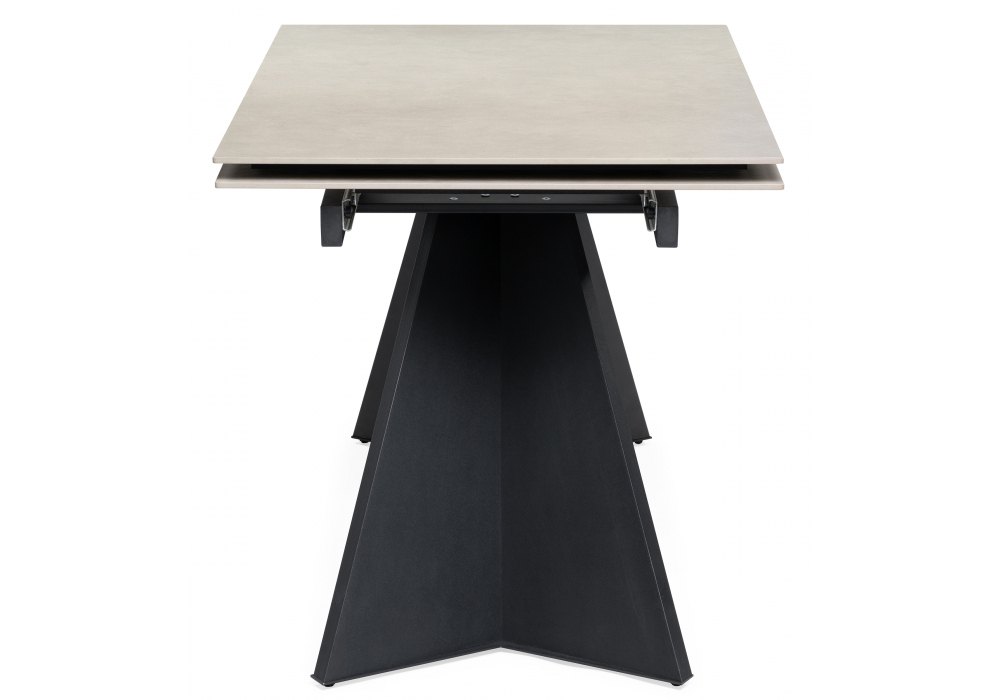 Керамический стол Woodville Ливи 140(200)х80х78 creto forever beige, черный, ножки черные