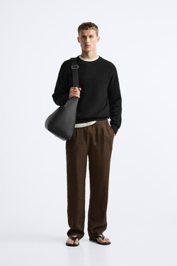 ZARA СВИТЕР ЖЕМЧУЖНОЙ ВЯЗКИ, ЧЕРНЫЙ