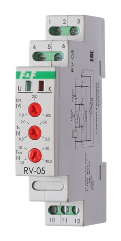 Реле времени RV-05 16А 80-420В АС для повторного запуска пускателей и контакторов при кратковременном отключении на время АПВ или АВР