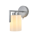 Настенный светильник 1x60Вт E27, металл/стекло, серебро/матовый плафон, с выключателем