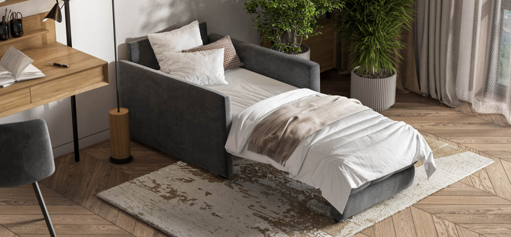 Босс Лофт кресло-кровать Велюр Монолит серый