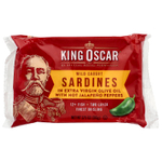 King Oscar, сардины дикого улова в нерафинированном оливковом масле высшего качества с острым перцем халапеньо, два слоя, 106 г (3,75 унции)