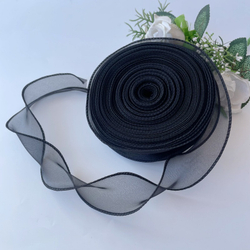 Лента декоративная (4 см*9,14 м) Органза с леской, Черный, 1 шт., 6233766