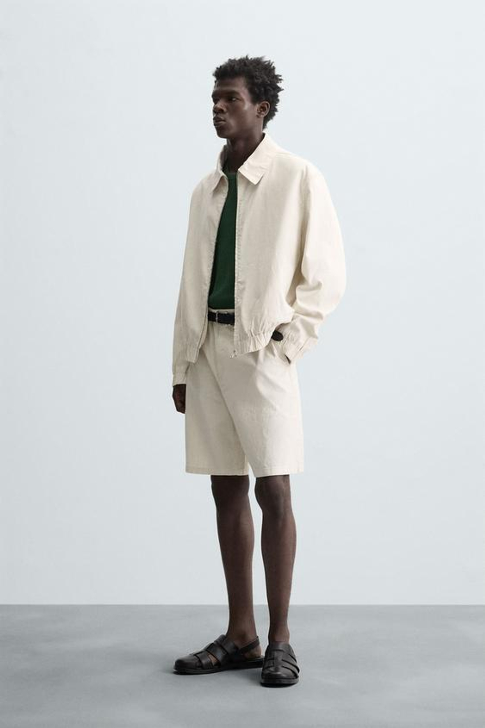 ZARA ШОРТЫ REGULAR FIT В ПОЛОСКУ, ЭКРЮ