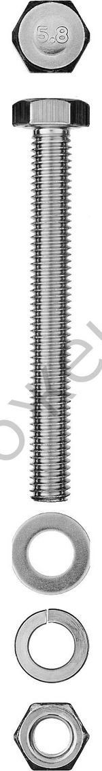 ЗУБР DIN 933 M6 x 80 мм, болт с гайкой и шайбами, 5 шт (303436-06-080)