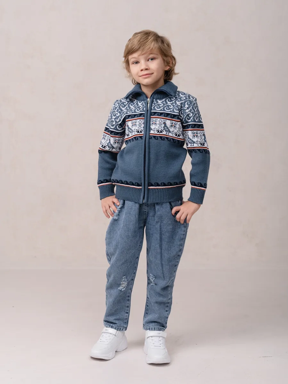 Кофта вязаная на молнии " Птичка"