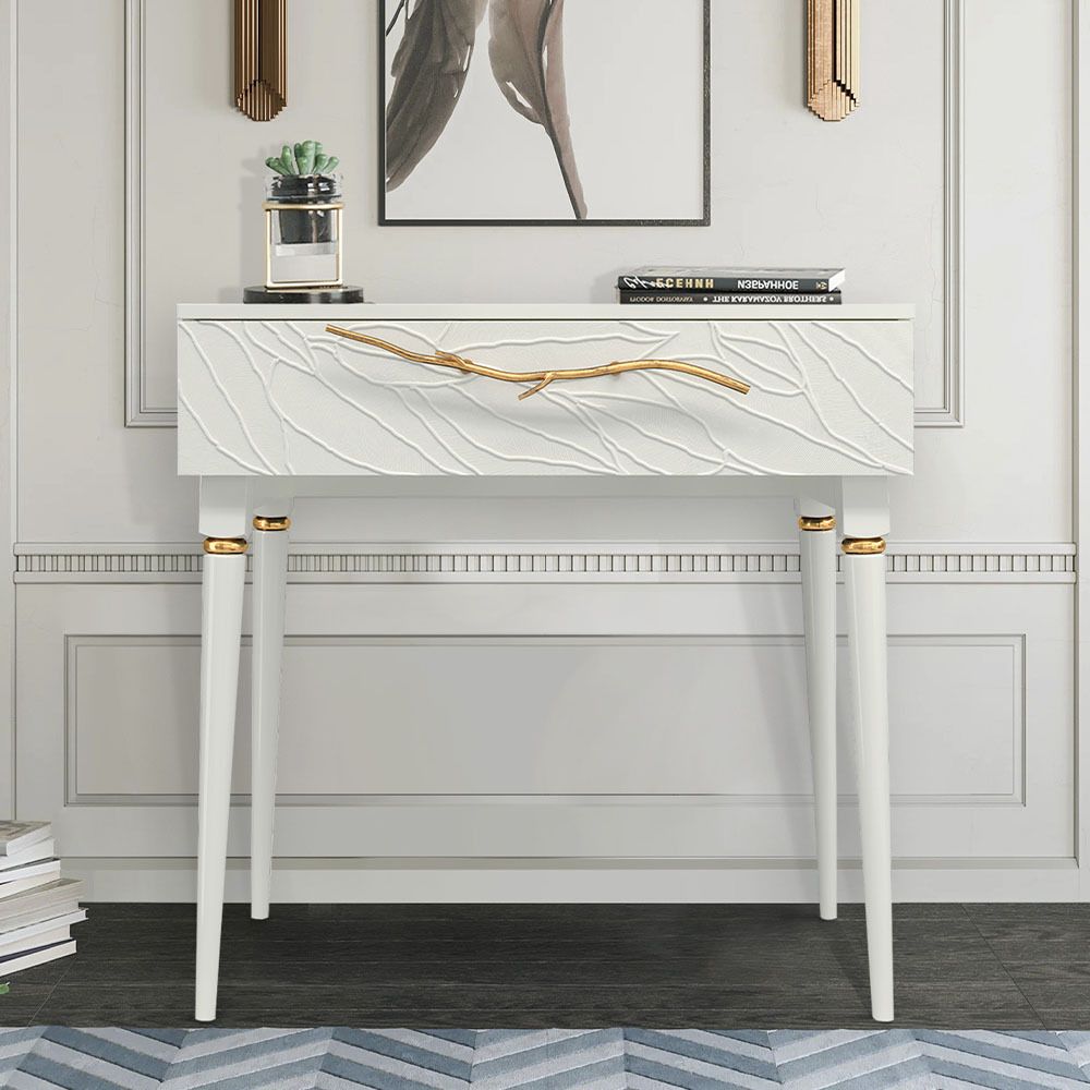 Консоль Арт Колор leaves Классик Голд Белый опал