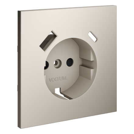 Накладка для розетки с заземлением и защитными шторками, с USB A+C, S70 (кашемир)