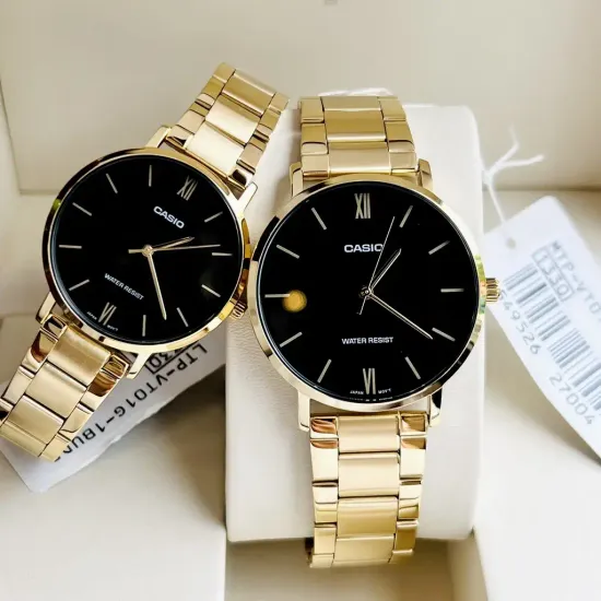 Парные часы Casio Standard: MTP-VT01G-1B и LTP-VT01G-1B