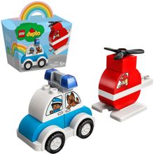 Конструктор LEGO DUPLO Creative Play 10957 Мой первый пожарный вертолет и полицейский автомобиль