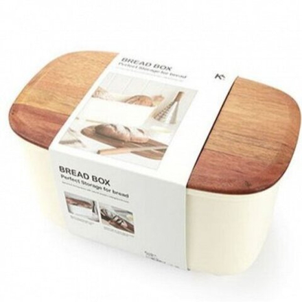 Хлебница с разделочной доской 33,8х20,2х16,3см цв.молочно-белый