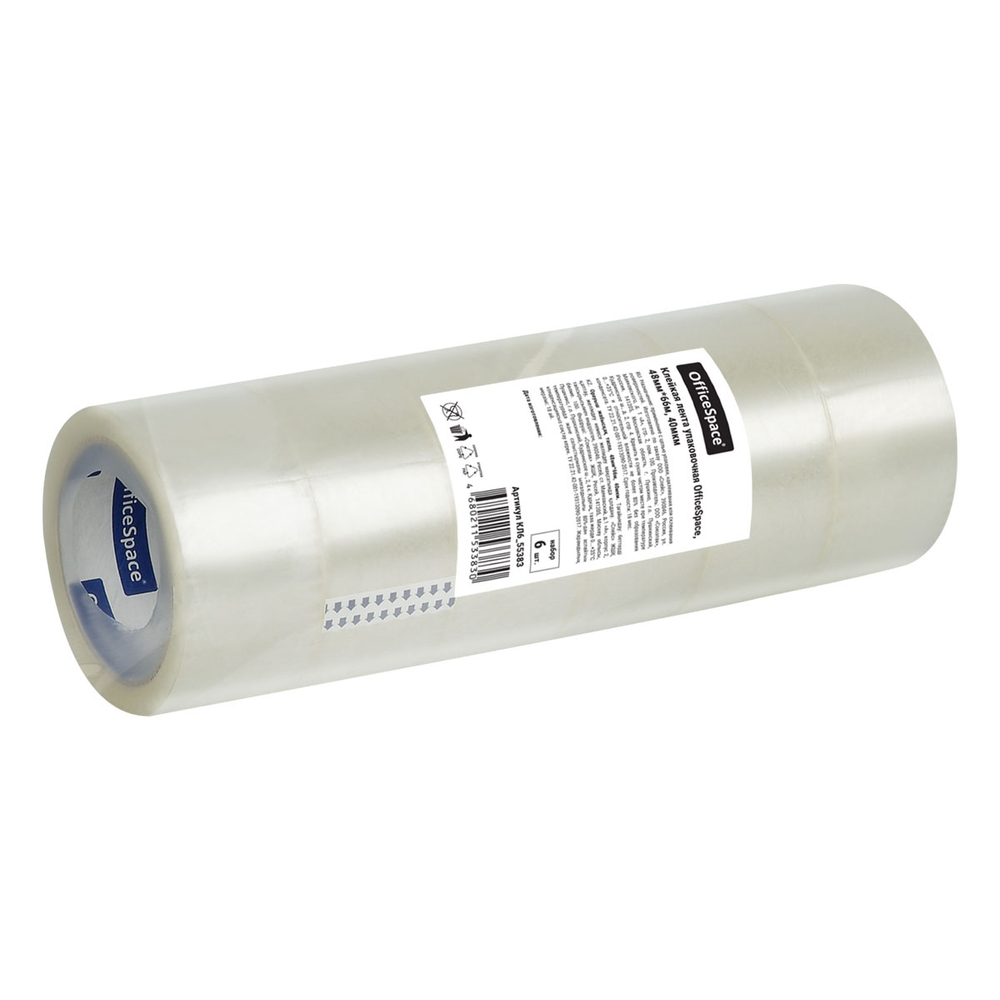 Клейкая лента упаковочная OfficeSpace, 48мм*66м, 40мкм, комплект 6шт. Скотч