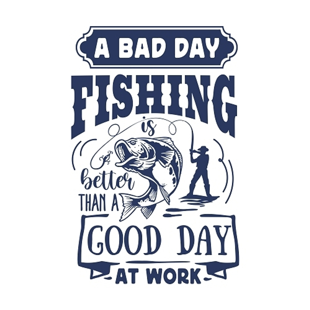 принт A bad day fishing белый с синим рисунком