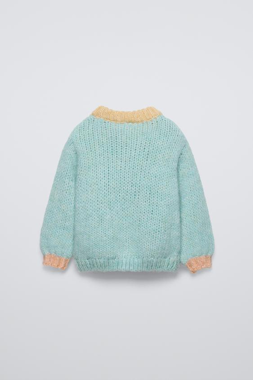 ZARA СВИТЕР С КОНТРАСТНЫМИ ДЕТАЛЯМИ, ЦВЕТ МОРСКОЙ ВОЛНЫ