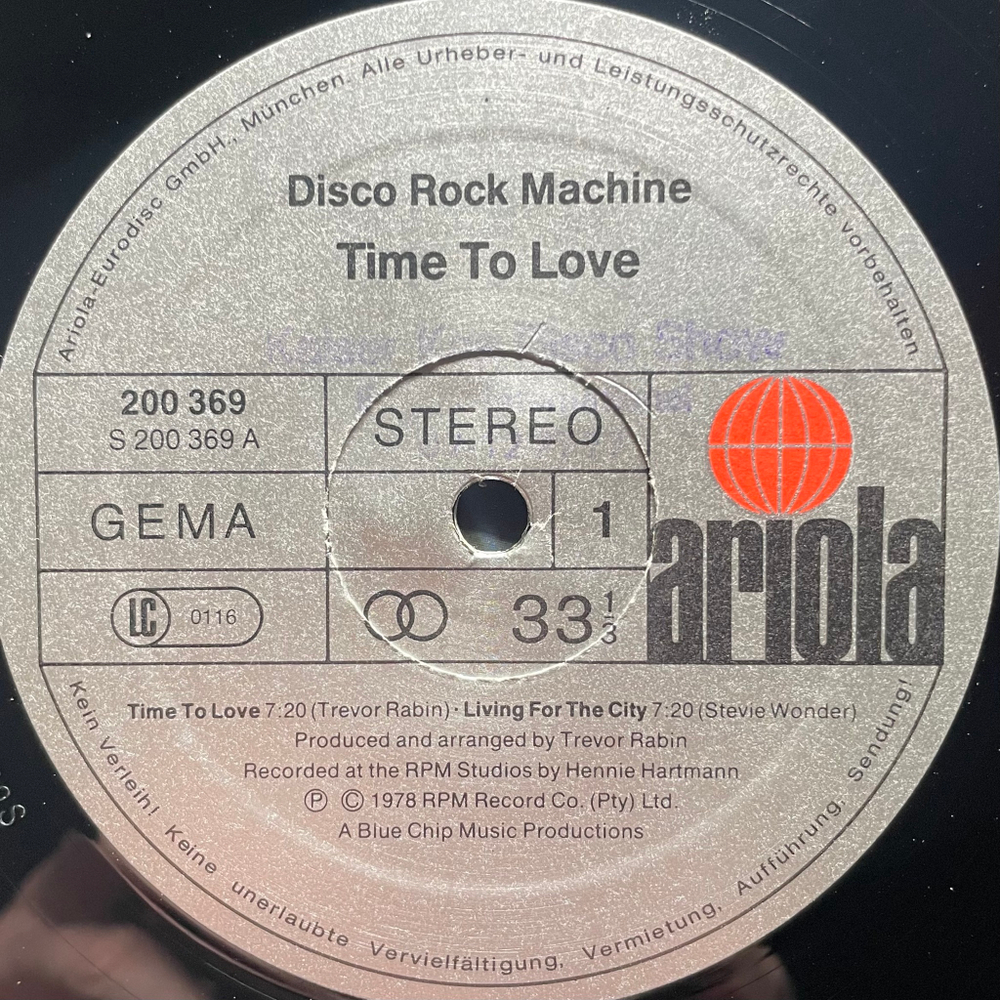 Disco Rock Machine ‎– Time To Love (Германия 1979г.)