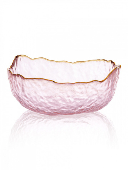 Салатник (средний) LUCKY 16x7; 620мл, розовый с золотой каймой