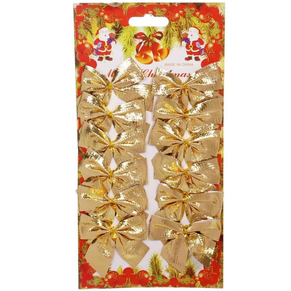 Бант на ёлку «Золотой шик» 6 см (набор 12 шт)